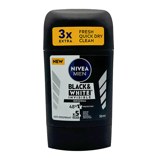 مام صابونی ضد تعریق مردانه نیوآ NIVEA مدل BLACK & WHITE اورجینال 50 میل